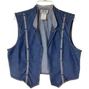 Vintage 80's Western Style‎ Blue Jean Denim Vest Women's Size Medium